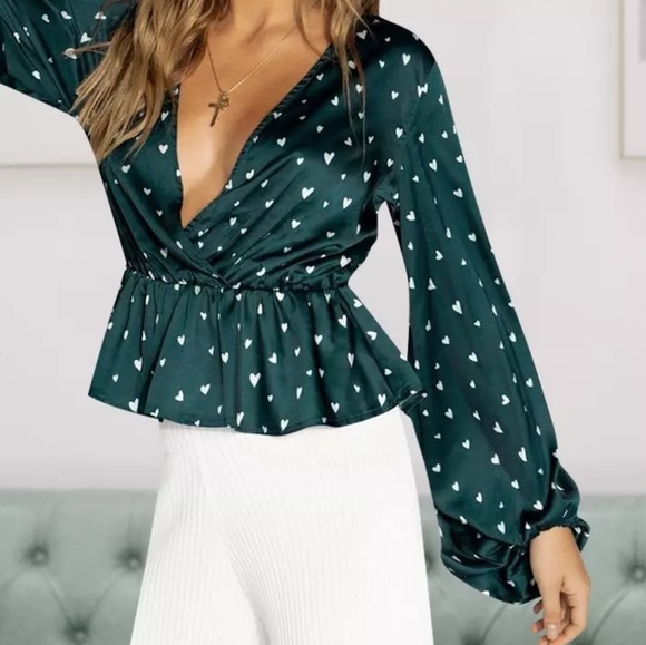 Tops - Satin Heart Blouse